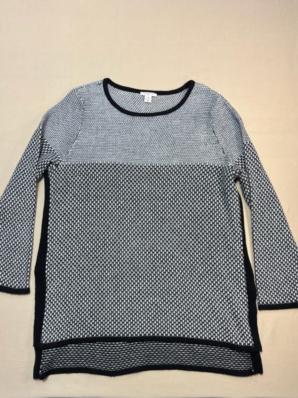 Westbound Black & White Color Block Textured Knit Sweater Women’s Size 1X